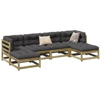Sofasæt til haven 6 dele med hynder imprægneret fyrretræ
