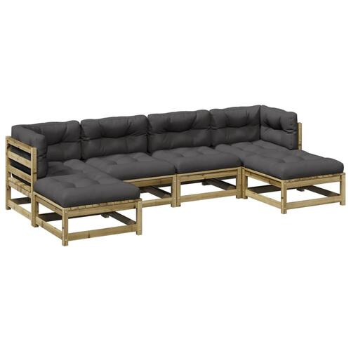 Sofasæt til haven 6 dele med hynder imprægneret fyrretræ