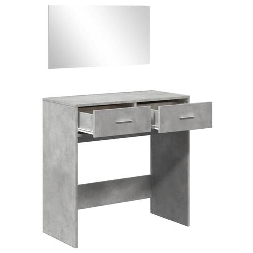 Makeupbord med spejl 80x39x80 cm betongrå