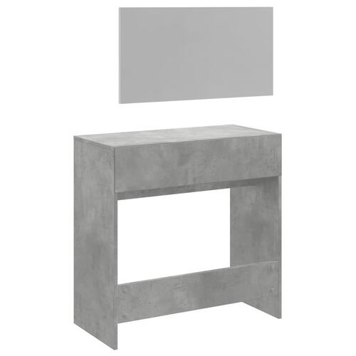 Makeupbord med spejl 80x39x80 cm betongrå