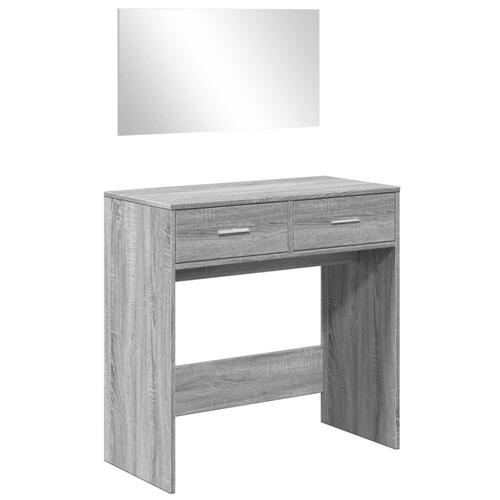 Makeupbord med spejl 80x39x80 cm grå sonoma-eg