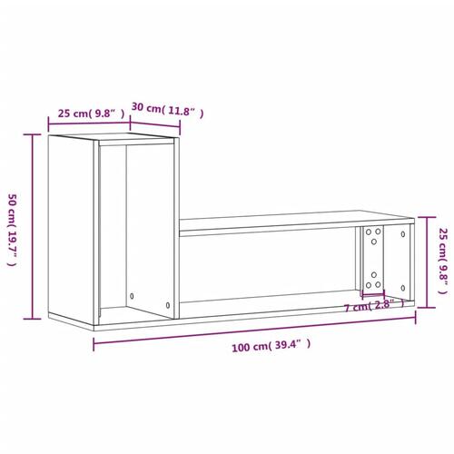 Tv-bord 2 stk. 100x30x50 cm konstrueret træ grå sonoma-eg