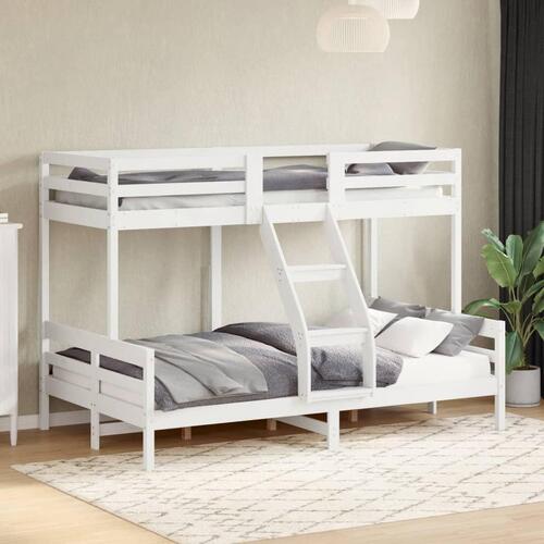 Køjeseng 80x200/120x200 cm massivt fyrretræ hvid