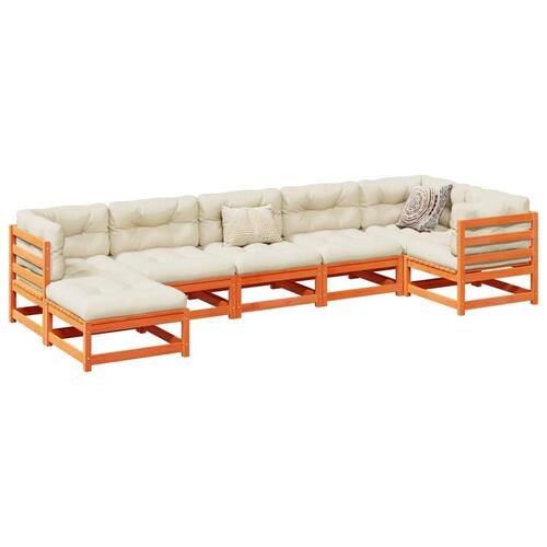 Sofasæt til haven 7 dele med hynder massivt fyr gyldenbrun