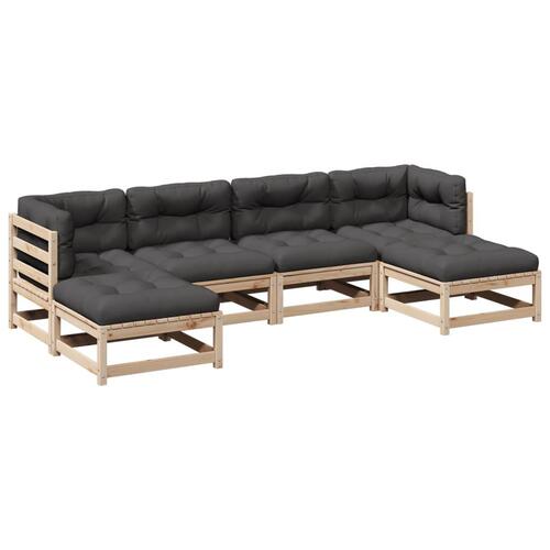 Sofasæt til haven 6 dele med hynder massivt fyrretræ