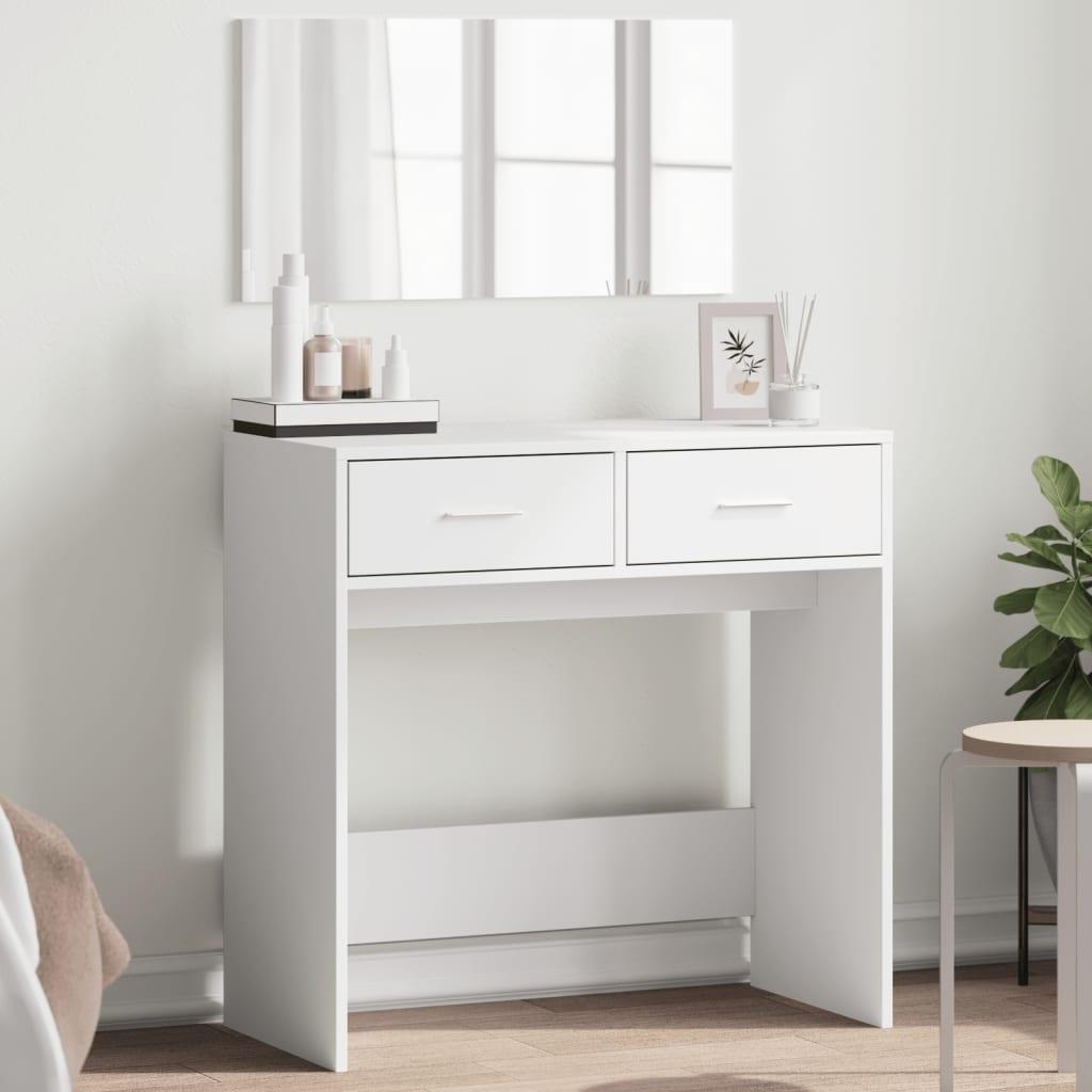 Makeupbord med spejl 80x39x80 cm hvid