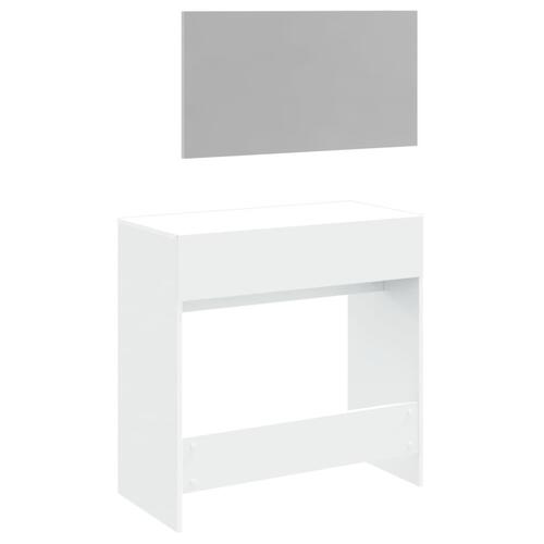 Makeupbord med spejl 80x39x80 cm hvid