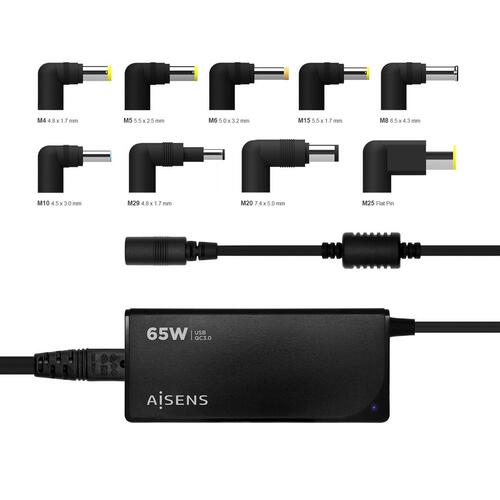 Laptop-oplader Aisens ASLC-65WAUTO-BK 65 W