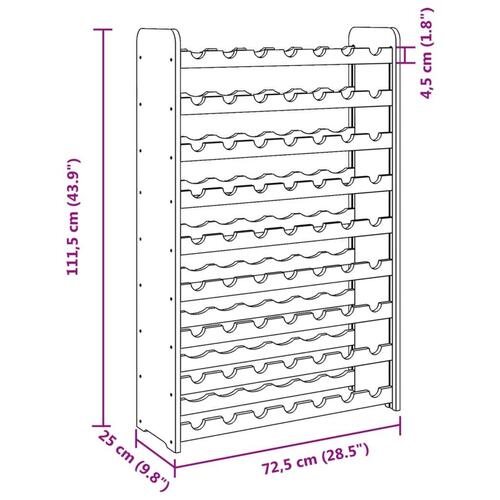 Vinreol 72,5x25x11,5 cm massivt fyrretræ