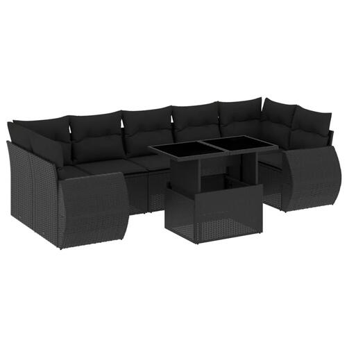 Sofasæt til haven 8 dele med hynder polyrattan sort