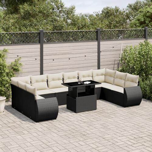 Sofasæt til haven 11 dele med hynder polyrattan sort