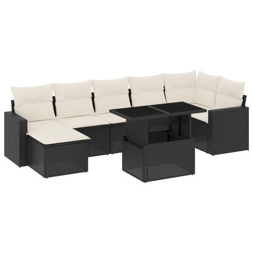 Sofasæt til haven 8 dele med hynder polyrattan sort