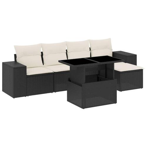 Sofasæt til haven 6 dele med hynder polyrattan sort