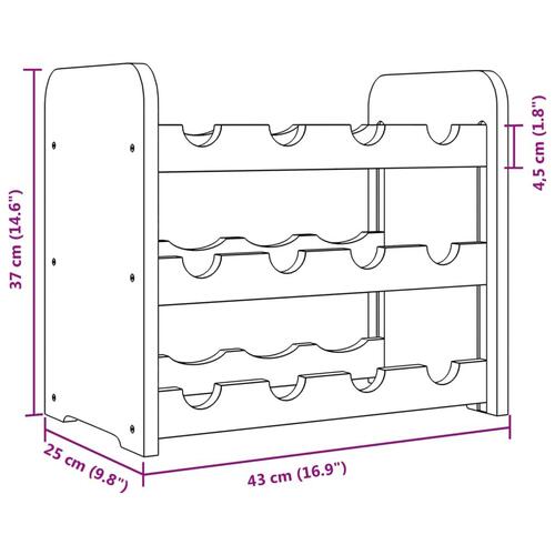 Vinreol 43x25x37 cm massivt fyrretræ