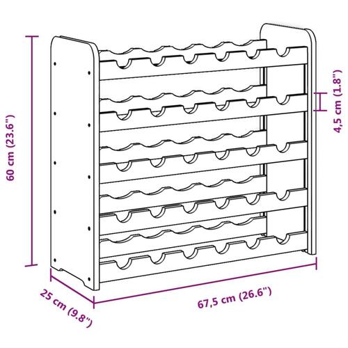 Vinreol 67,5x25x60 cm massivt fyrretræ