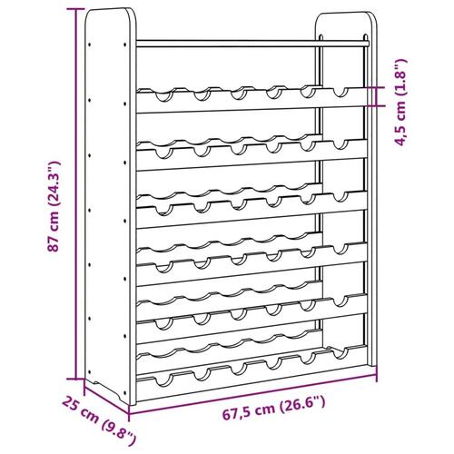 Vinreol med topplade 67,5x25x87 cm massivt fyrretræ