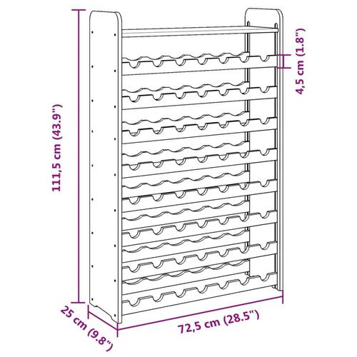 Vinreol med topplade 72,5x25x111,5 cm massivt fyrretræ