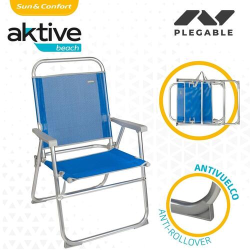 Strandstol Aktive Gomera Blå 48 x 88 x 50 cm Aluminium Foldbar (4 enheder)