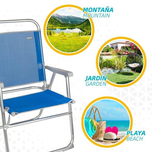 Strandstol Aktive Gomera Blå 48 x 88 x 50 cm Aluminium Foldbar (4 enheder)