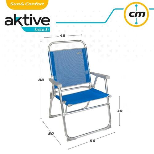 Strandstol Aktive Gomera Blå 48 x 88 x 50 cm Aluminium Foldbar (4 enheder)