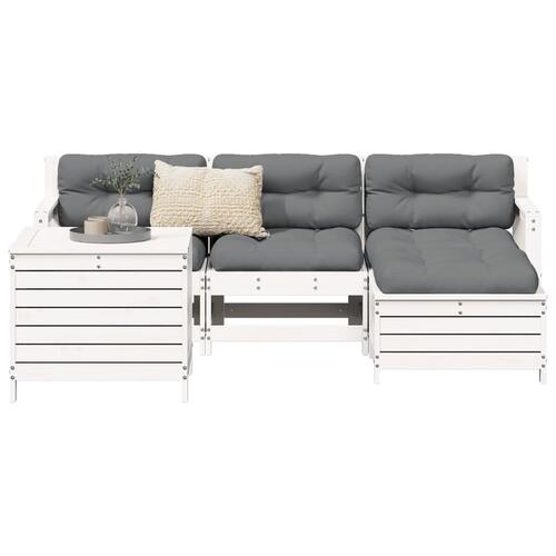 Sofasæt til haven 5 dele massivt fyrretræ hvid
