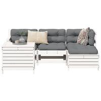 Sofasæt til haven 5 dele massivt fyrretræ hvid
