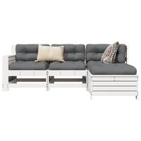 Sofasæt til haven 4 dele massivt fyrretræ hvid