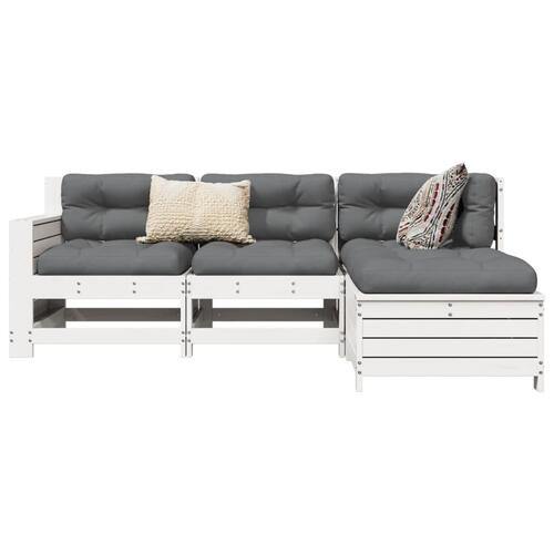 Sofasæt til haven 4 dele massivt fyrretræ hvid