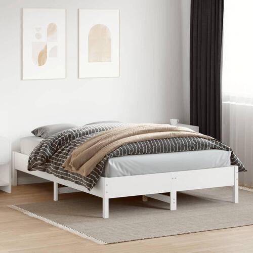 Sengeramme uden madras 150x200 cm massivt fyrretræ hvid