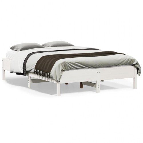 Sengeramme uden madras 135 x 190 cm i massivt fyrretræ - hvid