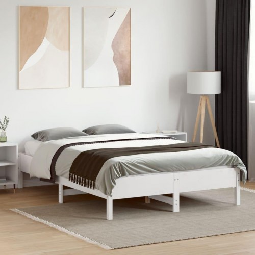 Sengeramme uden madras 135 x 190 cm i massivt fyrretræ - hvid