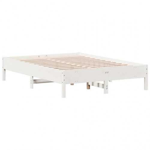 Sengeramme uden madras 135 x 190 cm i massivt fyrretræ - hvid