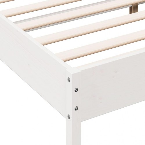 Sengeramme uden madras 135 x 190 cm i massivt fyrretræ - hvid