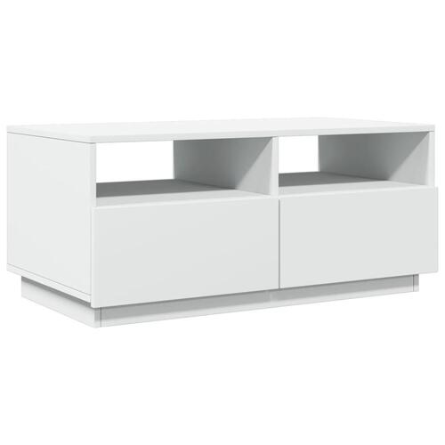 Sofabord med LED-lys 90x49x40 cm hvid