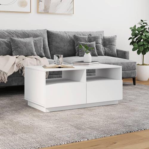 Sofabord med LED-lys 90x49x40 cm hvid
