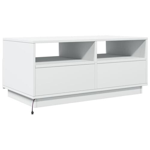 Sofabord med LED-lys 90x49x40 cm hvid
