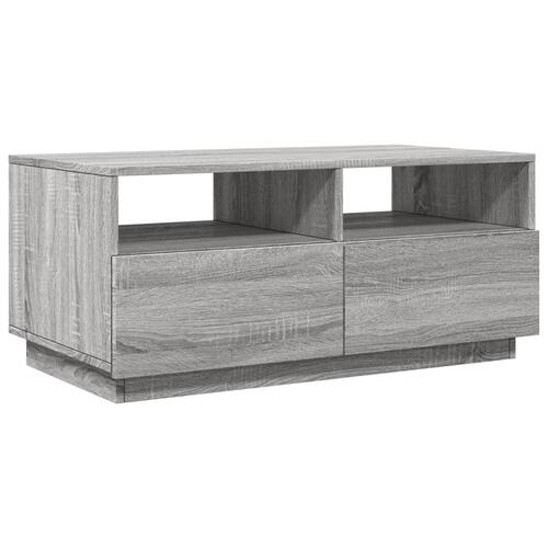 Sofabord med LED-lys 90x49x40 cm grå sonoma-eg