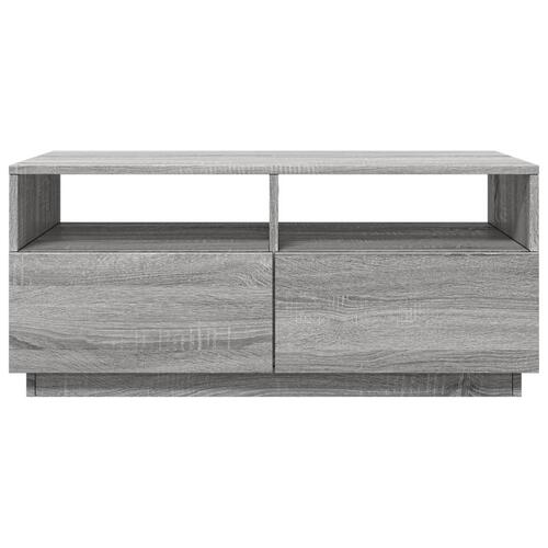 Sofabord med LED-lys 90x49x40 cm grå sonoma-eg