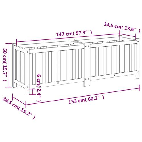 Plantekasse med for 153x38,5x50 cm massivt akacietræ