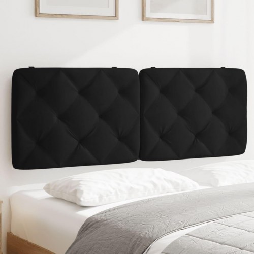 Gavlpude 140 cm i velour - sort, diamantquiltet