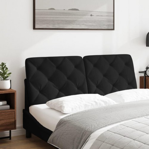 Gavlpude 140 cm i velour - sort, diamantquiltet
