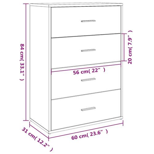 Skænk 60x31x84 cm konstrueret træ sort