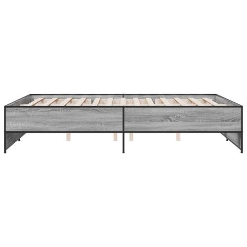 Sengestel 140x200 cm konstrueret træ og metal grå sonoma-eg