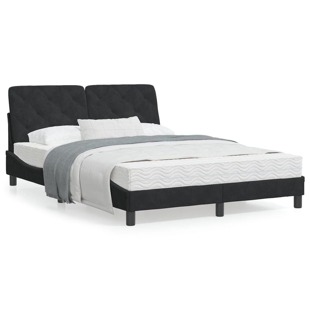 Seng med madras 140x200 cm velour sort