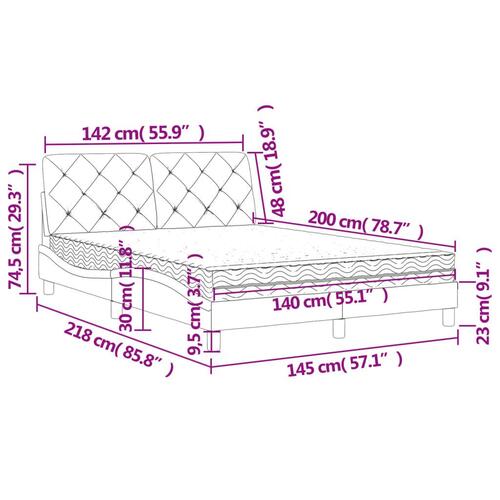 Seng med madras 140x200 cm velour sort