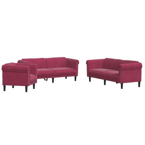3 personers sofa velour vinrød