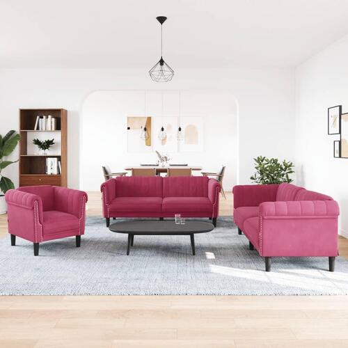 3 personers sofa velour vinrød
