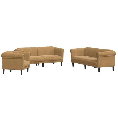 3 personers sofa velour brun