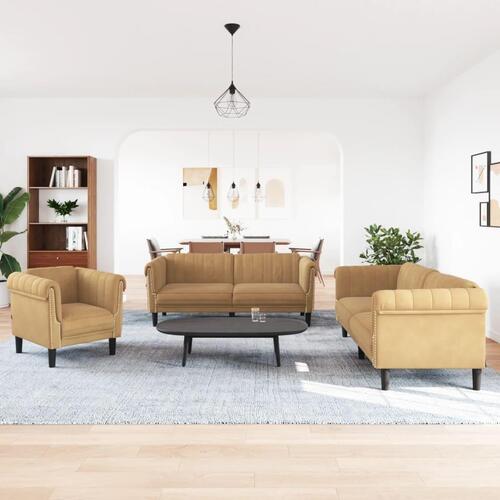 3 personers sofa velour brun