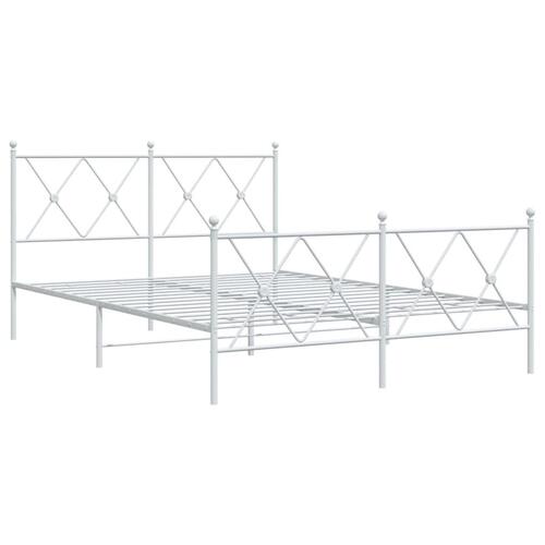 Sengeramme med sengegavl og fodgærde 140x200 cm metal hvid